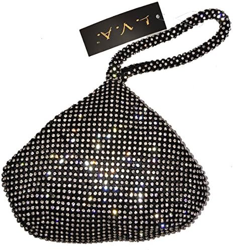 BEA118R Newly Enlarged Full Rhinestoned Fashion Wristlet Stunning Evening Purse Wedding Prom Clutch Holiday Gift (black)