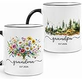 FUNNYUNCLE Grandma and Grandpa 2026 Mugs,New Grandparents Gifts First Time 2026, Pregnancy Announcement For Grandparents Mug Set,Grandparents Baby Announcement Gifts Est 2026 Tea Cup 11 OZ