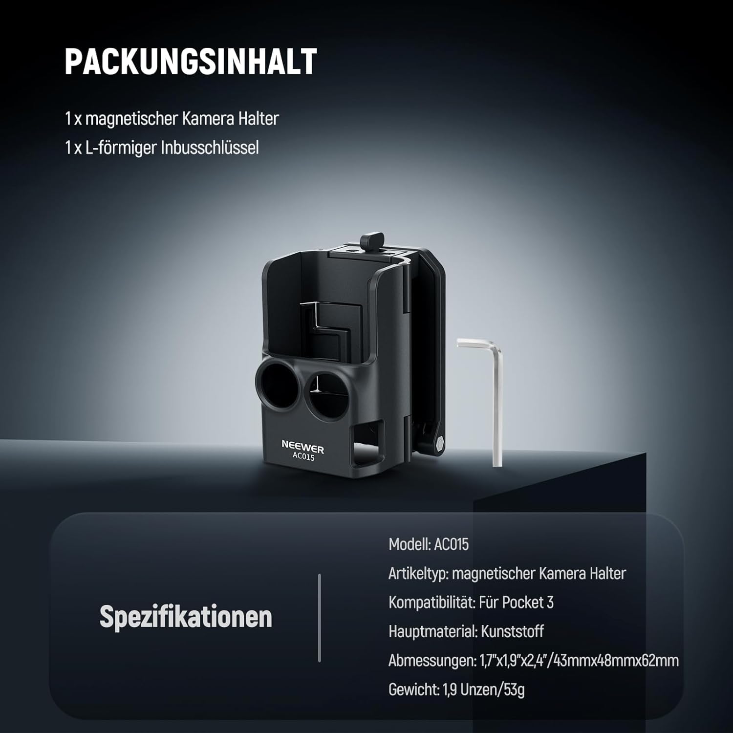 NEEWER Basics Magnethalterung, kompatibel mit DJI Osmo Pocket 3 Xtra Muse 2