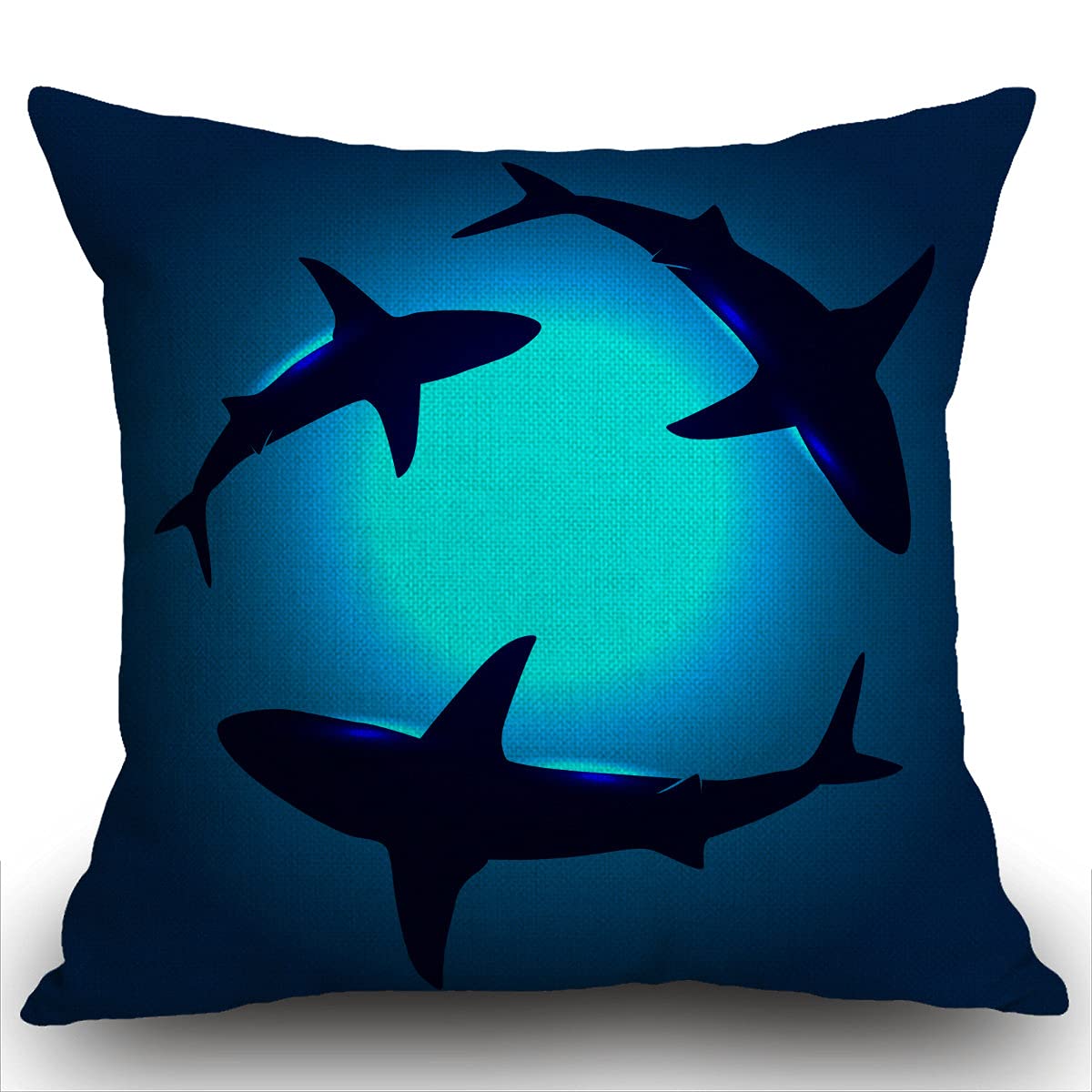Smooffly Cute Animal Sharks Cushion Cover, Shark Blue Ocean Throw Pillow Case Home Decorative for Men/Women Living Room Bedroom Sofa Chair 18X18 Inch Pillowcase 45X45cm