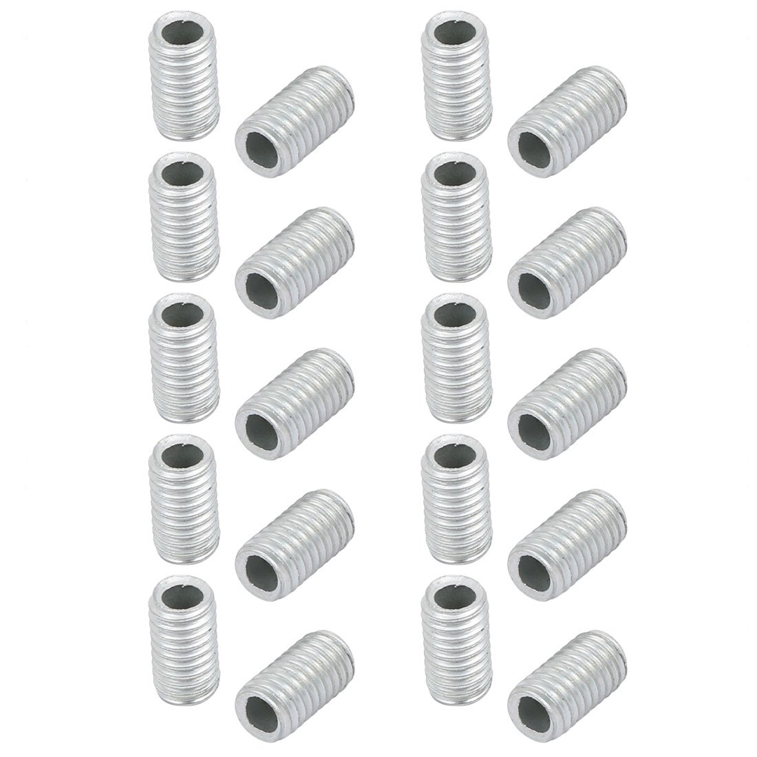 Sourcingmap Lamp Pipe Nipple, M6 Thread 10mm Length Hollow Lamps Repair Part Hardware for Lamp Lights, Zinc Plated Silver Tone, Pack of 20