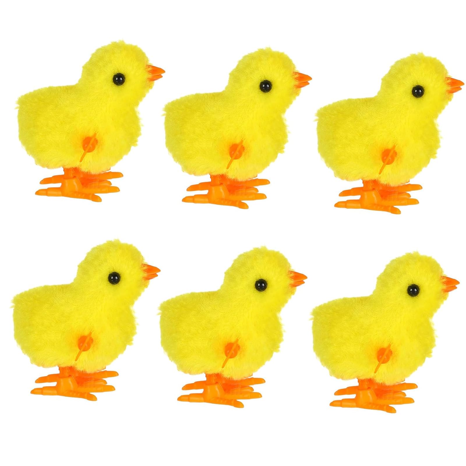 XUDUOO 6Pcs Chicken Wind Up Toys Easter Toys for Kids, Chicken Toy Decoration, Simulated Plush Chicken for Easter Gift, Clockwork Jumping Chicken Toys for Egg Basket Fillers Party Gift Favours