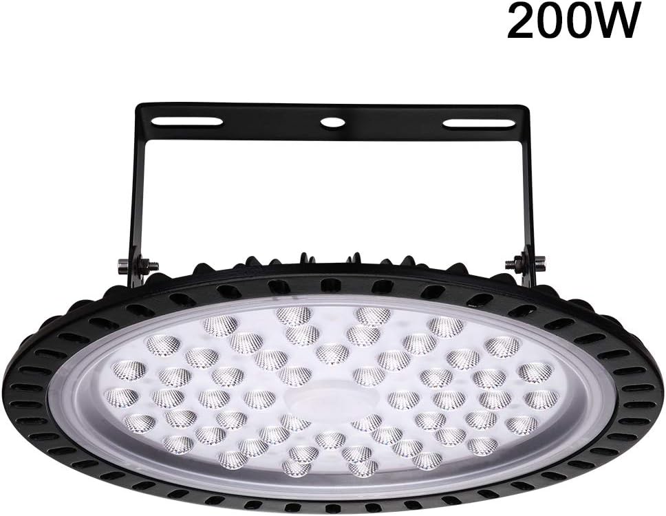 200W UFO Chandelier Lighting,Sararoom Slim LED High Bay Light Warehouse IP67 Waterproof,Daylight 6000-6500K Commercial Industrial Lighting Fixture for Workshop, Gymnasium, Garage, Factory (200W)