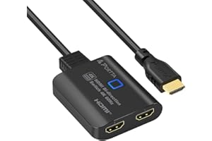 HDMI Switch 4K 60Hz with 2FT Fixed HDMI Cable, PORTTA Bi-Directional HDMI 2.0 Switch 2 in 1 Out HDMI Splitter 1 in 2 Out HDR10 HDCP2.3 for Xbox PS4 HDTV Monitor (Support 1 Display at a Time)
