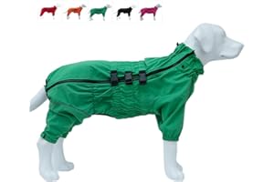 LOVELONGLONG Dogs Waterproof Jacket, Lightweight Waterproof Jacket Reflective Safety Dog Raincoat Windproof Snow-Proof Dog Vest for Small Medium Large Dogs Green 5XL