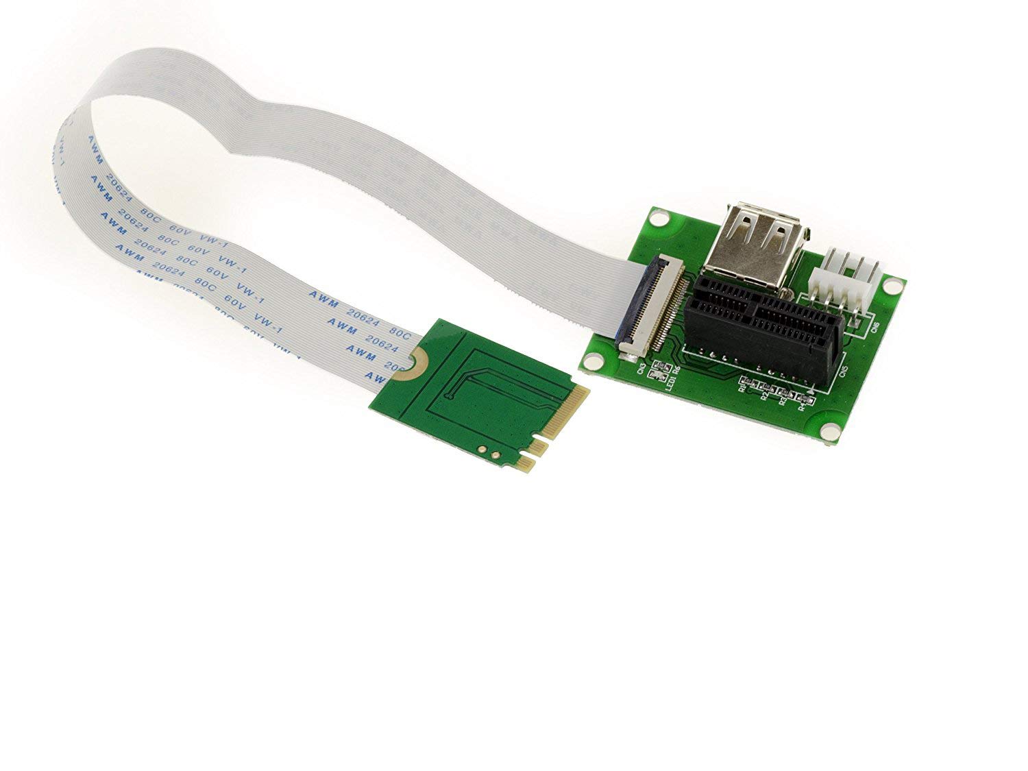 KALEA-INFORMATIQUE M2 (M.2 NGFF) E A E+A Key to PCIe x1 card for using a PCIe card on an M2 E, A, or E+A Key slot