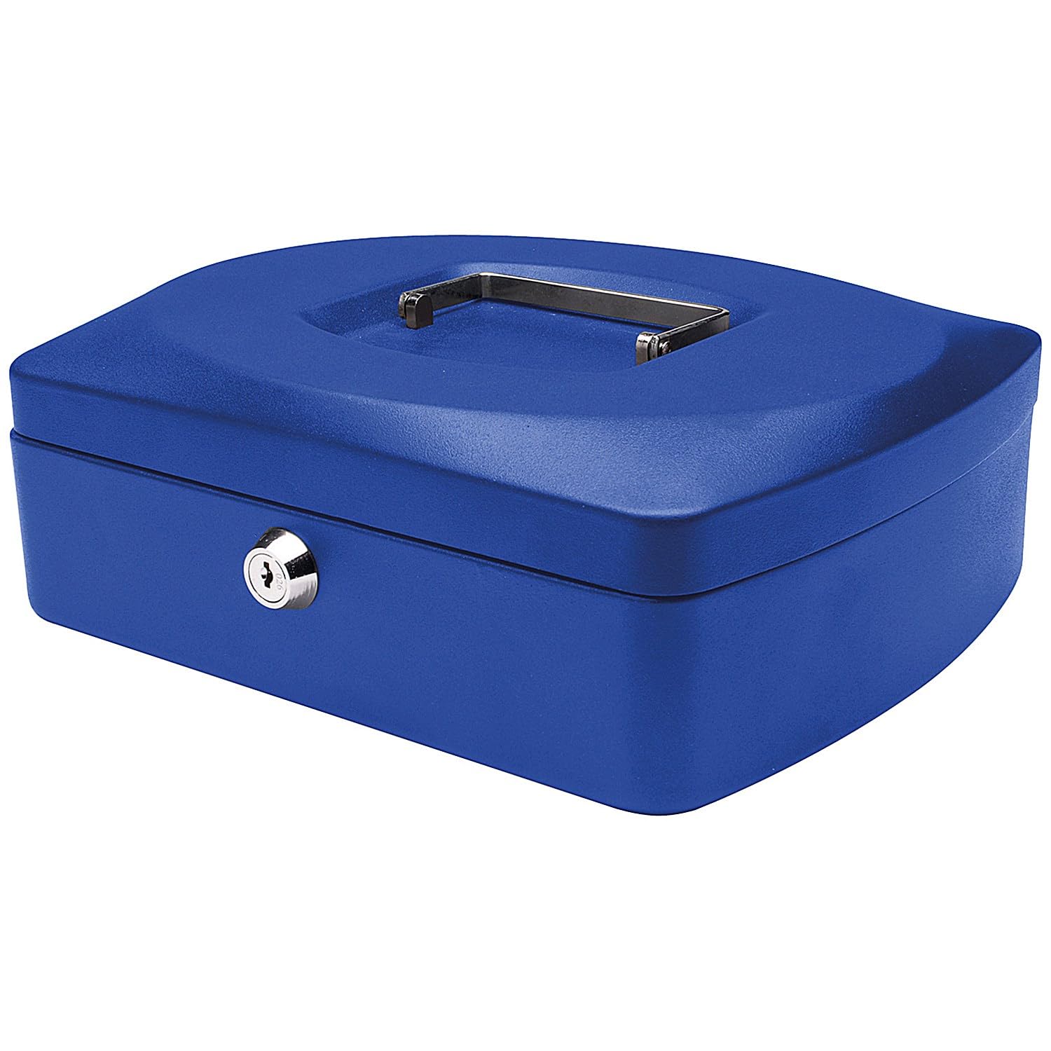 Cash Box Q-CONNECT Large 255x85x200mm Blue/Office Equipment/Type-Large/Shape-Rounded/Material-Metal/Colour-Blue/Dimensions (mm)-255x85x200