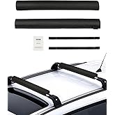 VEVOR Soft Roof Rack Pads, 28" Universal Car Roof Rack Pads for Various Crossbars, 88LBS Load Capacity Luggage Kayak Carrier with 2 Tie Down Straps & Velcros for SUPs Canoes Snowboards Paddle Boards