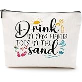 Funny Beach Gifts for Women Cosmetic Bag Vacation Beach Themed Gift for Lovers Bestie Makeup Bag Girls Trip Gifts Travel Stuff Necessities Birthday Christmas Graduation Friendship