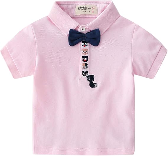 Amazon Lovkin キッズ ポロシャツ 半袖 男の子 襟付き シャツ 刺繡柄 蝶ネクタイ 子供服 ボーイズ Tシャツ トップス ベビー 通園通学 フォーマル ポロシャツ 通販