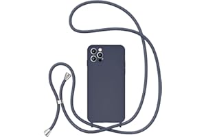 UEEBAI Crossbody Lanyard Phone case for iPhone 15 Pro Max 6.7 inch, Silicone Phone Cover with Adjustable Necklace Strap Soft Belt Neck Cord Lanyard Shockproof Protective Case - Deep Blue