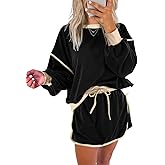 Ecosunny 2 Piece Sets for Women Casual Tracksuit Sweatshirt Waist Skirted Skorts Matching Set Lounge Wear Sweat Suit