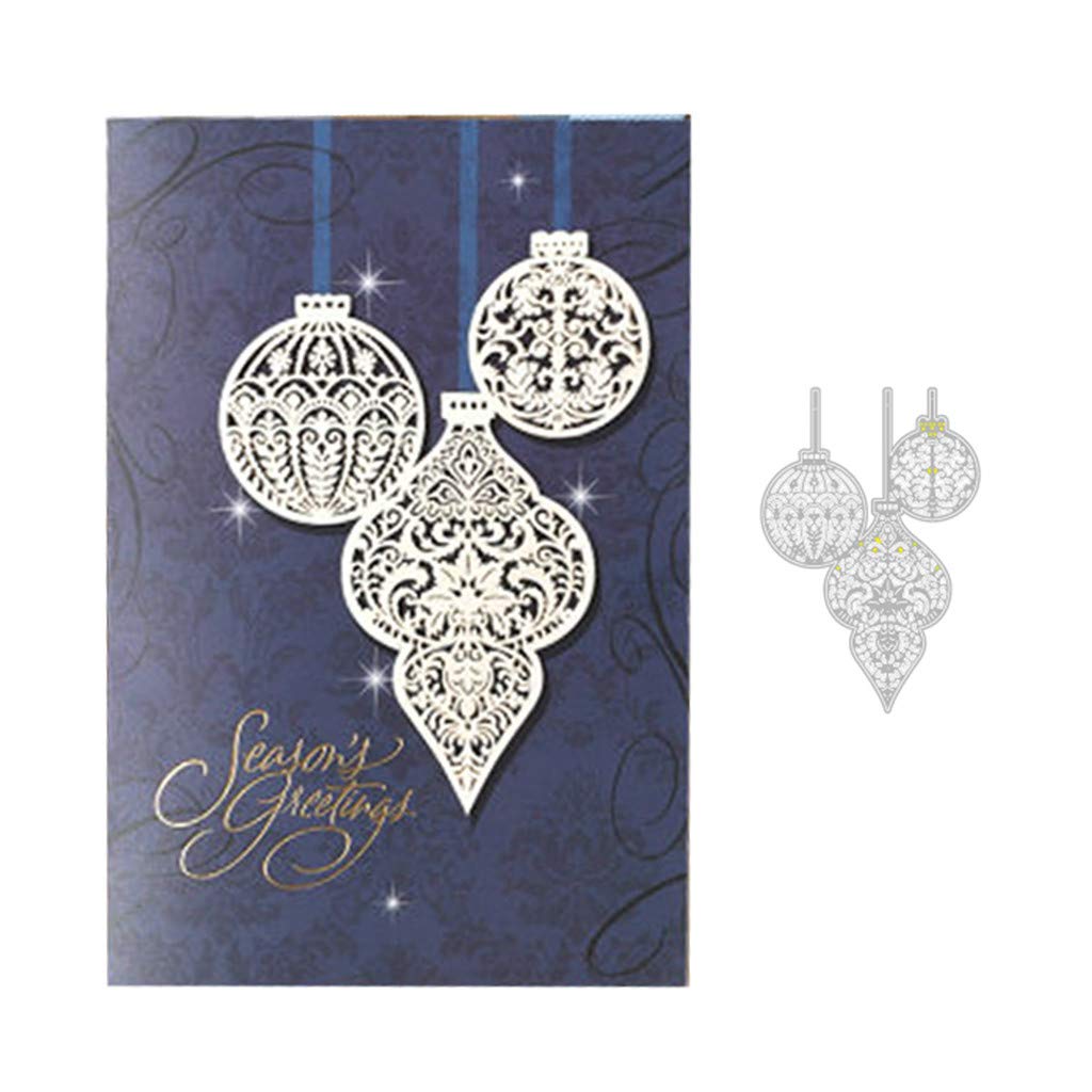 2HCN Cutting Dies Metal Embossing Stencil for Scrapbooking DIY Album Paper Card Art Craft Decor - Christmas Leaf Vine and Baubles