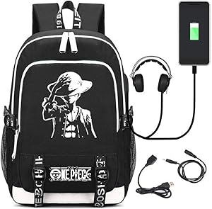 Siawasey Anime One Piece Cosplay Chopper Luffy Backpack Daypack Bookbag Laptop School Bag with USB Charging Port