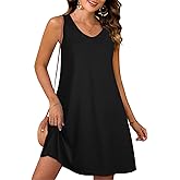 CHICGAL Womens Summer Dresses Casual Sleeveless Loose T Shirt V Neck Sundress Swing Beach Cover Up with Pockets