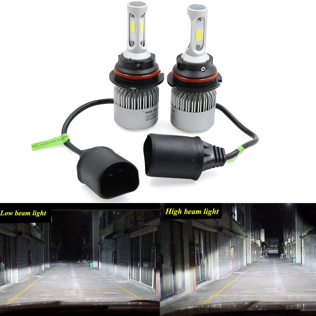 2PCS LED Headlight Low Beam Light High Beam Light Fog Light All-in-One Conversion Kit 9007 Base 72W 6500K 8000Lm Xenon White COB Chip Universal Fit Dodge Ford Plymouth Mercury Nissan Subura