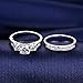 BISAER Love Cubic Zirconia Engagement Wedding Rings Set for Women,Set of 2 White Gold Plated Princess Cut Promise Ring Fashion Jewelry for Women Men Girls
