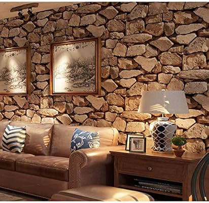 Akea Faux Stone Wallpaper 3d Flat Fake Rock Stone Pattern Wall Paper Roll For Home Kitchen Decor 20 8 X 33ft 57803 Amazon Com