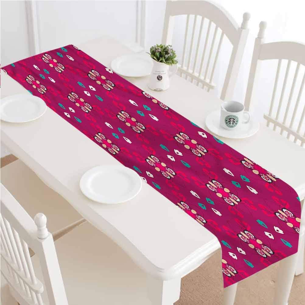 SHANNON Throw Retro Decor Table Runner Floral Checkered