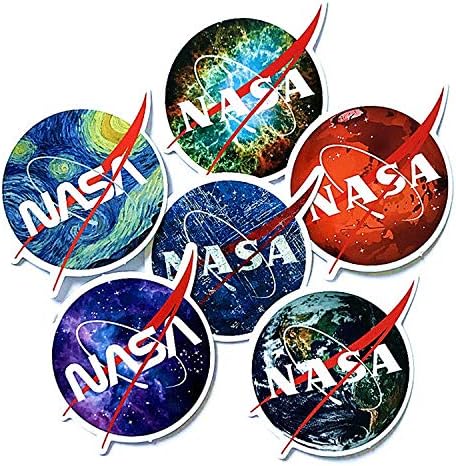 NASA Stickers for Laptop Stickers Car Cartoon Water Bottle Vinyl Waterproof Cars Motorcycle Bicycle Skateboard Luggage Bumper Bomb Decal{6pcs} (B)