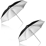 2 Pack Photography Umbrella Lighting Kit, 43inch Black & Silver Reflector Umbrella for Studio/Outdoor Photo and Video Lightin