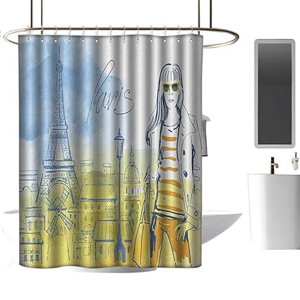 Amazon Com Polyester Fabric Shower Curtain Paris Paris Theme