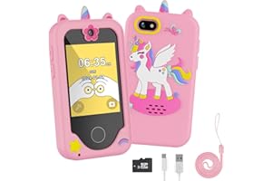 Diswoe Kids Smart Phone for Girls Unicorns Toys 3 4 5 6 7 8 9 Years Old Phone Touchscreen Learning Toy Christmas Birthday Gifts with 8G SD Card (Unicorns)