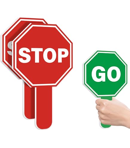Stop Go Sign with Metal Handle,13 x 13 Inches 