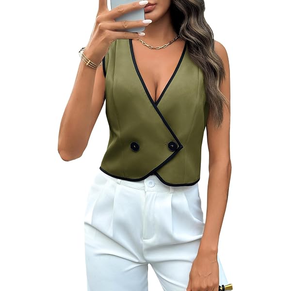 Women Knit Button Down Sleeveless Sweater Vest V Neck Going Out Tank Tops Casual Waistcoat Cardigan Top (Beige, S) at Women's Clothing store
