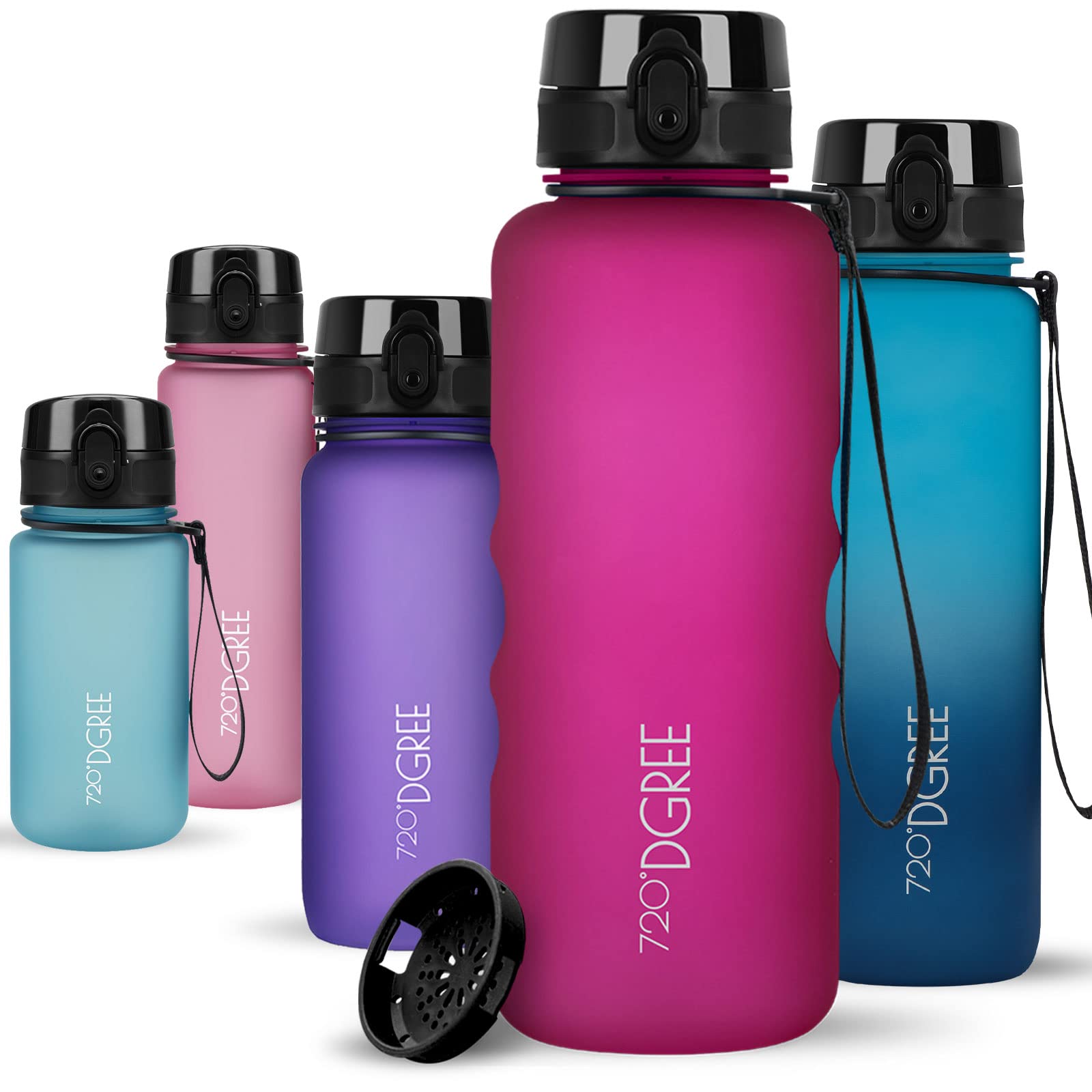 720°DGREE Water Bottle 1.5l “uberBottle“ softTouch +Sieve - BPA-Free, Leakproof, Reusable Drinking Bottle - XL Sports Bottle for all Day Hydration, Gym, Fitness, Office, University, Hiking, Travel