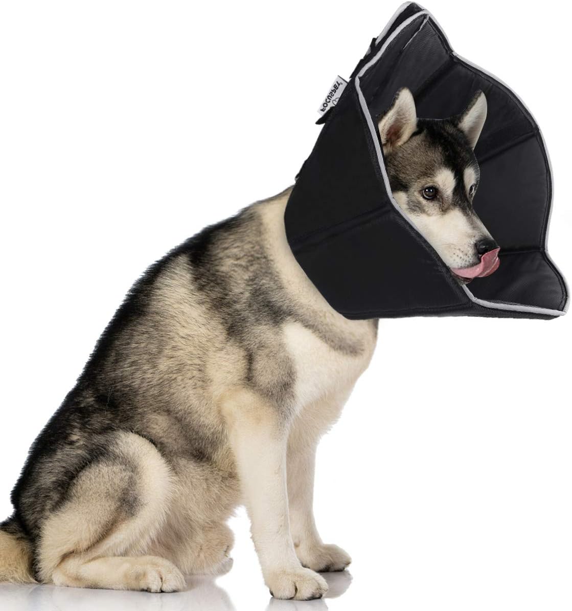 FOCUSPET Dog Cone Collar for Surgery, Pet Recovery Collar for After Surgery, Dogs & Cats Soft Recovery Collar Protective Collar for Large Dogs Wound Healing