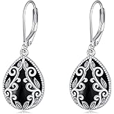 YAFEINI Teardrop Dangle Earrings For Women Sterling Silver Filigree Teardrop Gemstone Drop Earrings Jewelry Gifts For Women