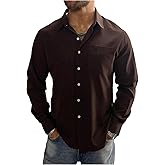 VIPWOLF Men's Long Sleeve Casual Shirts Collared Button Down Business Work Old Money Shirt