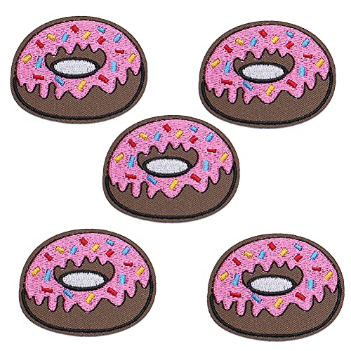 GYGYL 5pcs Doughnut Embroidered Patches, DIY Sew Applique Repair Patch, Sew On/Iron On Patch for Jackets, Jeans, Pants,Backpacks, Clothes