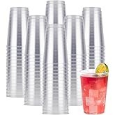 Goodluck 200PCS 12oz Clear Plastic Cups for Party, Disposable Clear Plastic Cups, Cocktail Glasses for Wedding Thanksgiving, Christmas, and Parties