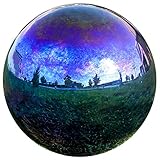 Lily's Home Glass Gazing Mirror Ball, Colorful and Shiny Addition to Any Garden or Home, Ideal As a Housewarming Gift, Sparkling Rainbow (12 Inches Diameter)