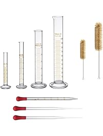 Thick Glass Graduated Measuring Cylinder Set 5ml 10ml 50ml 100ml Glass with Two Brushes