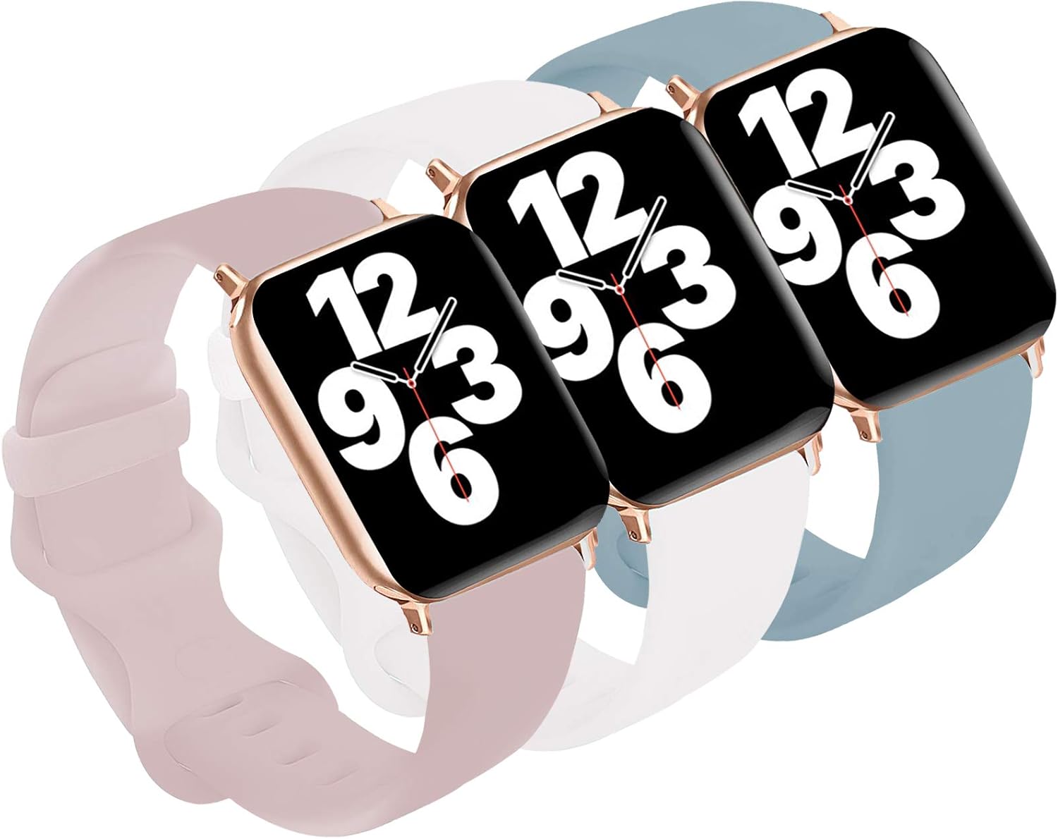 Idon 3-Pack Compatible for Apple Watch Bands 40MM/38MM S/M, Soft Silicone Replacement Sport Watchbands Compatible for Apple Watch Series SE/6/5/4/3/2/1 All Versions (Turquoise + White + Pink Sand)