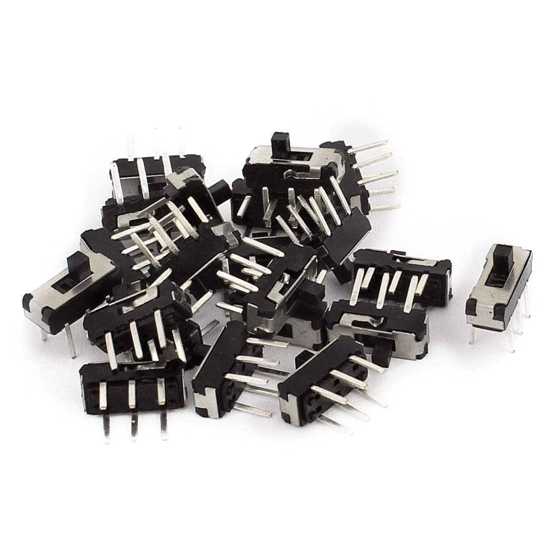 Sourcingmap 20 Pcs 2 Position DPDT 2P2T 6 Pin PCB Panel Mini Vertical Slide Switch