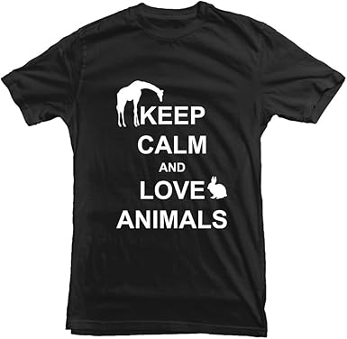 Amazon Com Keep Calm And Love Animals Tshirt White Black Blue S