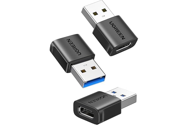 UGREEN USB to USB C Adapter 3 Pack, 10Gbps Data Transfer USB A to USB C Adapter Car Charger Adapter for iPad, iPhone 17 Pro M