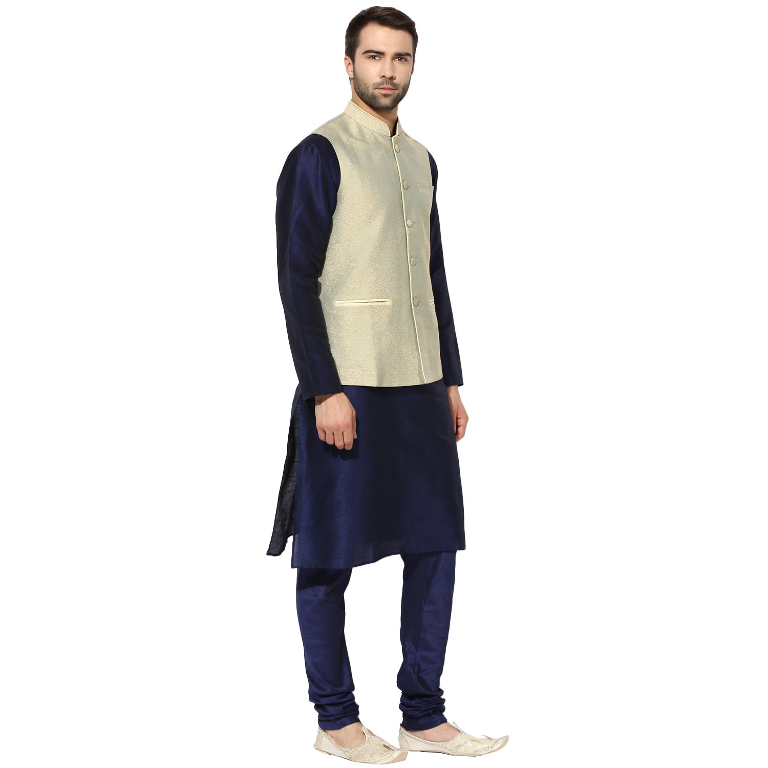 kisah benarasi cotton silkself designwaistcoat for men's
