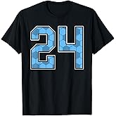 Blue Soccer Pattern Number 24 Jersey Player Uniform #24 T-Shirt