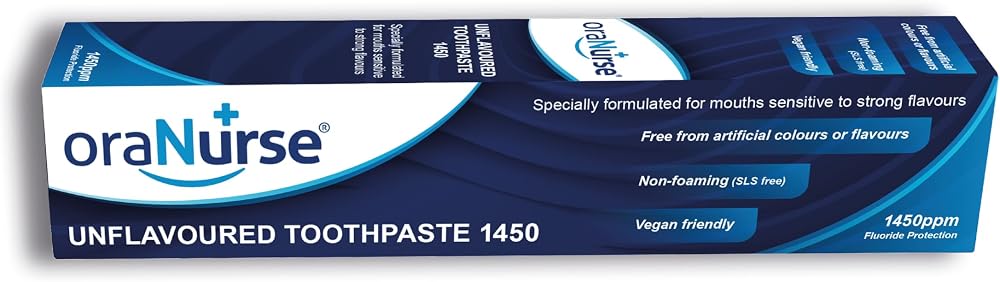 Oranurse Unflavoured Toothpaste 50ml 1450ppm Fluoride SLS Free Non Mint