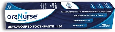 Oranurse Unflavoured Toothpaste 50ml 1450ppm Fluoride SLS Free Non Mint