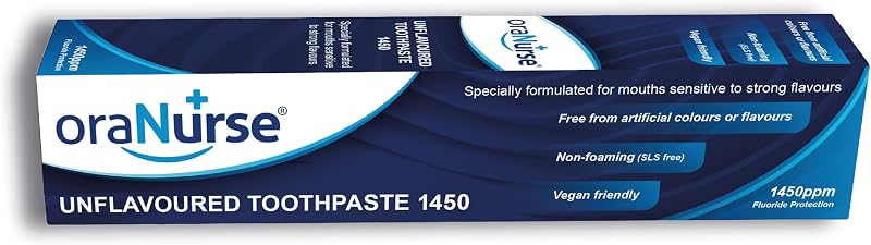 Oranurse Unflavoured Toothpaste 50ml 1450ppm Fluoride SLS Free Non Mint
