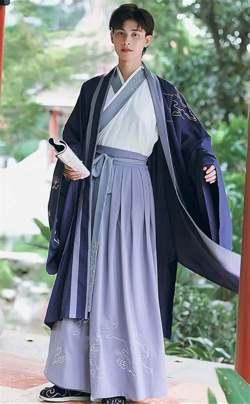 Amazon Co Jp グードコ 男性用 コスプレ衣装 チャイナ服 中華服 ロングコート メンズ 男の子 漢服 コート 古風 魏晋 マキシ丈 仮装 かっこいい 文化際 写真撮影 舞台 レトロ 1点セット 大袖シャツ 服 ファッション小物