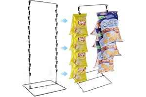 NECTACOL Chip Rack Clip Display Stand, 30 Clips Rack Candy Chip Bag Holder, 2 Rows Potato Chip Rack for Party, 26.2"x10.75" Retail Stand for Stores, Chip Holder for Concession, Snack Display for Counter