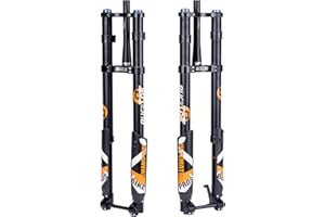 BUCKLOS 26/27.5/29 inch Electric Mountain Bike Air Suspension Inverted Downhill Fork，Thru Axle Boost 15x110mm Travel 140/180mm Rebound Adjust 1-1/8" Straight Tapered Disc Brake Bicycle Front Forks
