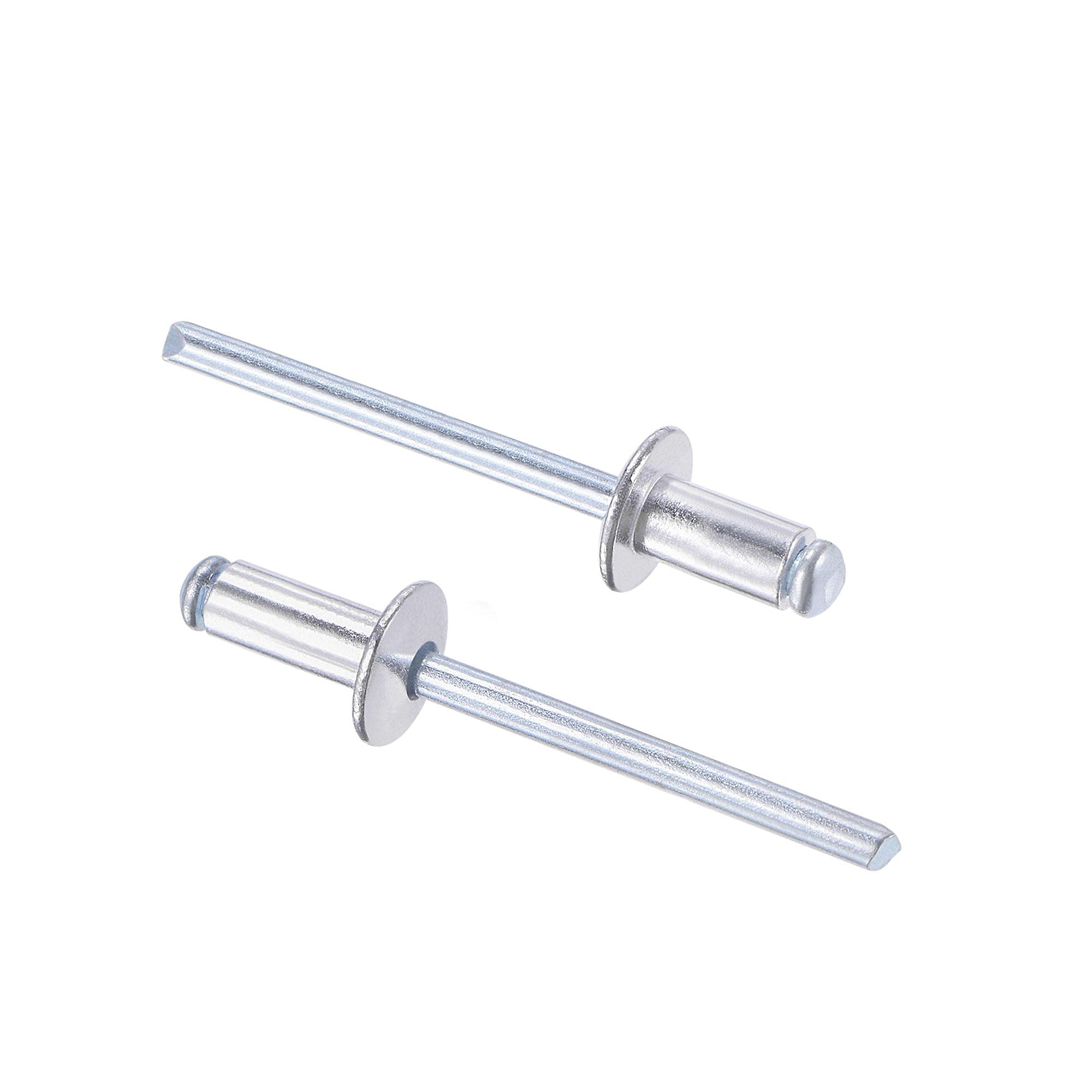 sourcing map Blind Rivets, Aluminum Pull Rivets Core Decoration Rivets 5mm Diameter 10mm Grip Length Silver Tone, 60pcs